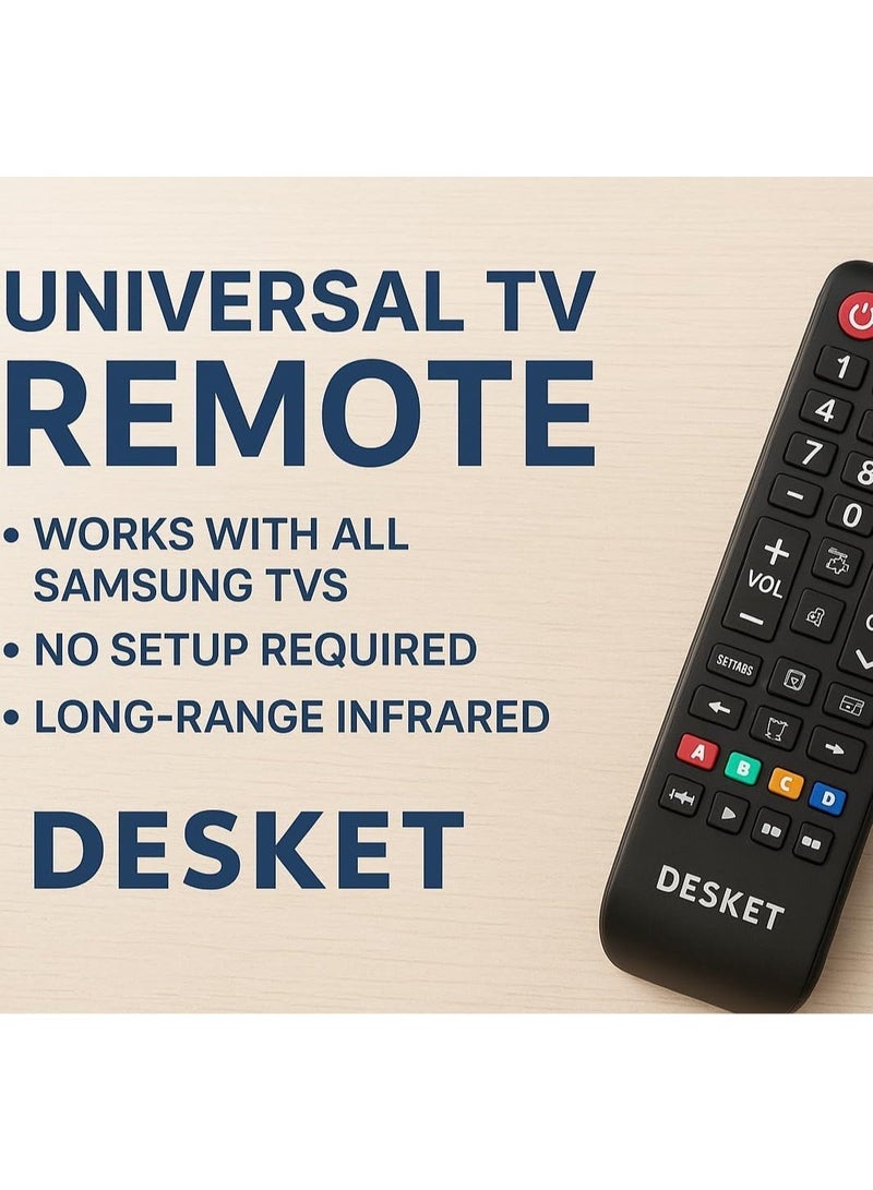 DESKET Newest Universal Remote Control Compatible with All Samsung TVs – Smart TV, LCD, LED, HDTV, 3D, Series Models – Infrared Replacement Remote for Samsung 2017-2024 TVs, No Programming or Setup Required (Batteries Not Included) - Image 4